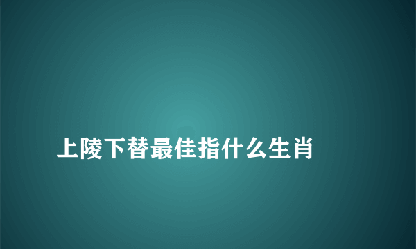 
上陵下替最佳指什么生肖

