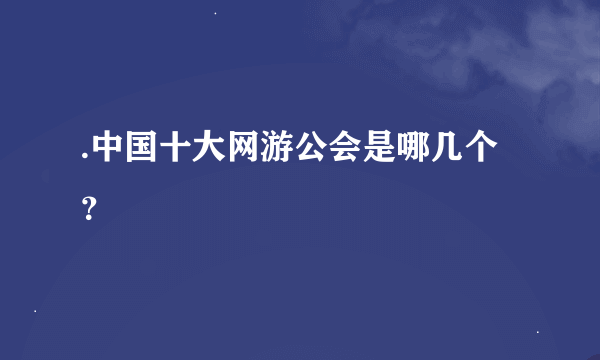 .中国十大网游公会是哪几个？