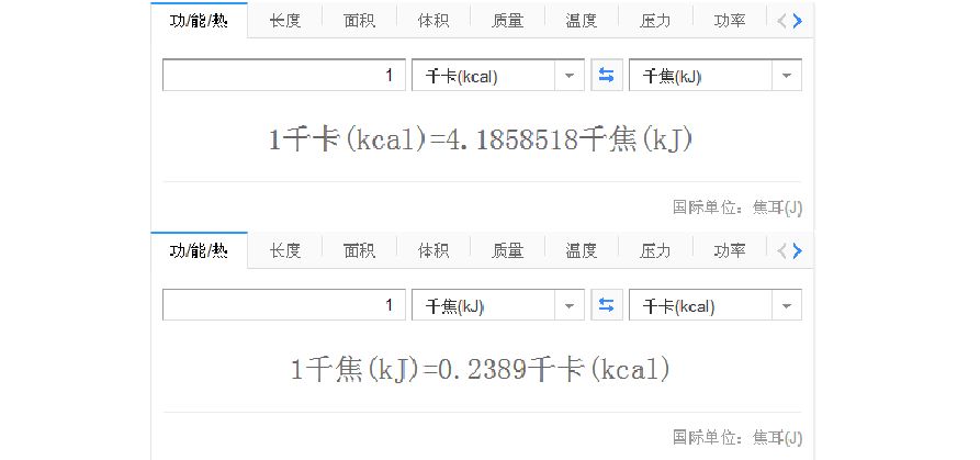 千焦和千卡的关系是什么?