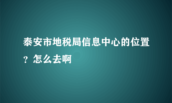 泰安市地税局信息中心的位置？怎么去啊