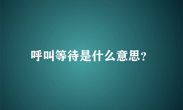 呼叫等待是什么意思？