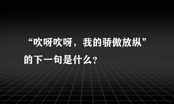 “吹呀吹呀，我的骄傲放纵”的下一句是什么？