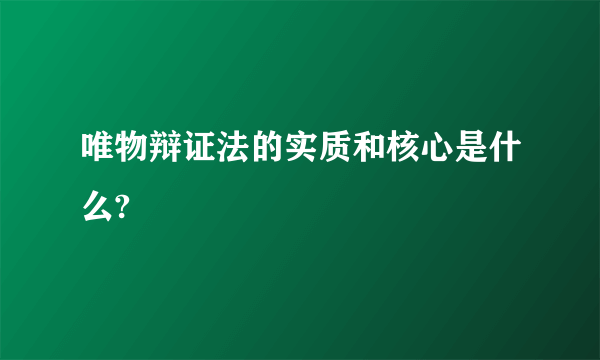 唯物辩证法的实质和核心是什么?