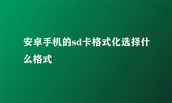 安卓手机的sd卡格式化选择什么格式