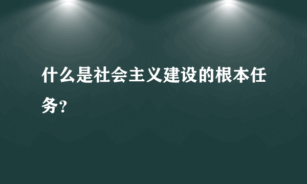 什么是社会主义建设的根本任务？