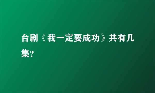 台剧《我一定要成功》共有几集？