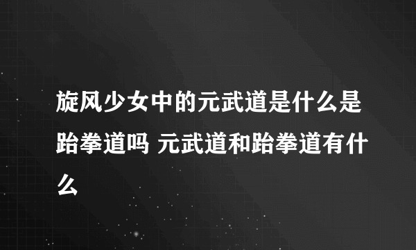 旋风少女中的元武道是什么是跆拳道吗 元武道和跆拳道有什么