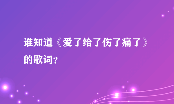 谁知道《爱了给了伤了痛了》的歌词？