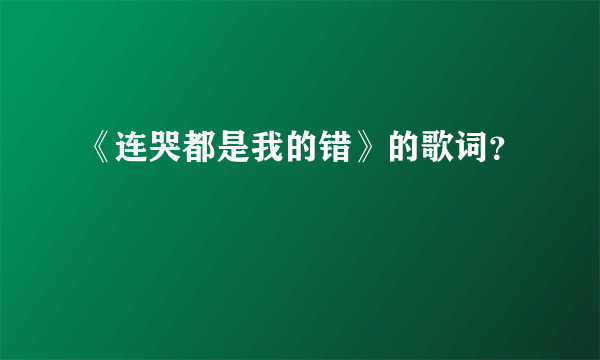 《连哭都是我的错》的歌词？