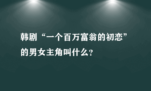 韩剧“一个百万富翁的初恋”的男女主角叫什么？