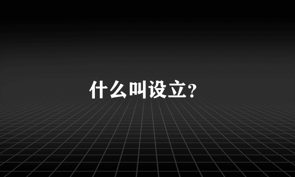 什么叫设立？