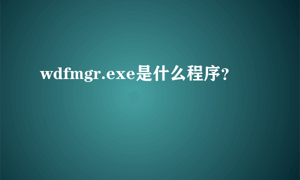 wdfmgr.exe是什么程序？