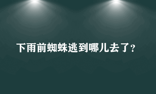 下雨前蜘蛛逃到哪儿去了？