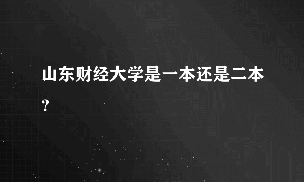 山东财经大学是一本还是二本？