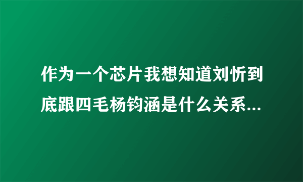 作为一个芯片我想知道刘忻到底跟四毛杨钧涵是什么关系，为什么都说她们相爱又分手，难道刘忻是同性恋吗