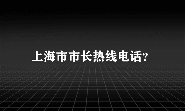 上海市市长热线电话？