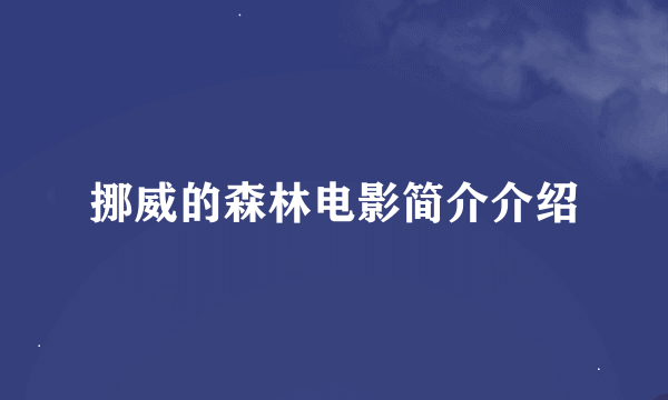 挪威的森林电影简介介绍