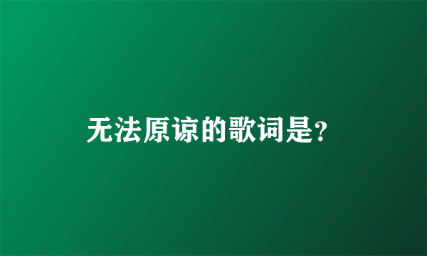 无法原谅的歌词是？