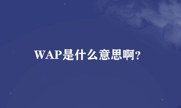 WAP是什么意思啊？