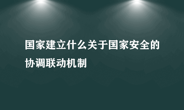 国家建立什么关于国家安全的协调联动机制