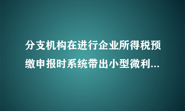 分支机构在进行企业所得税预缴申报时系统带出小型微利企业标识为否怎么办？