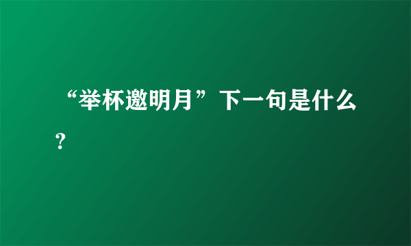 “举杯邀明月”下一句是什么?