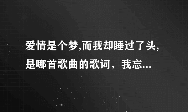 爱情是个梦,而我却睡过了头,是哪首歌曲的歌词，我忘了，是女的唱的