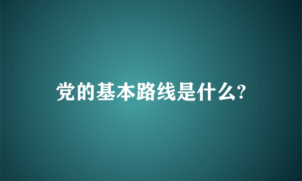 党的基本路线是什么?