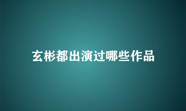 玄彬都出演过哪些作品