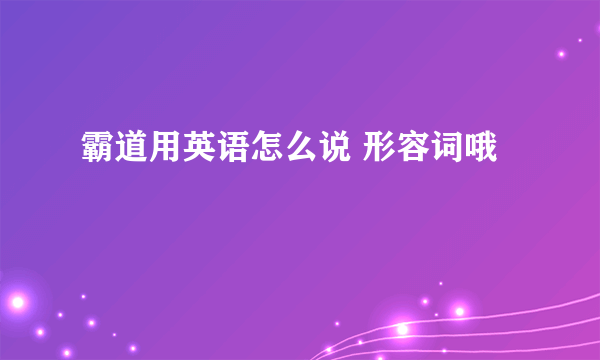 霸道用英语怎么说 形容词哦