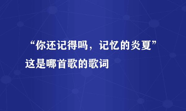 “你还记得吗，记忆的炎夏”这是哪首歌的歌词