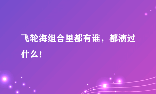 飞轮海组合里都有谁，都演过什么！