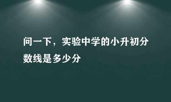 问一下，实验中学的小升初分数线是多少分