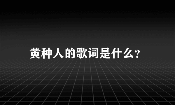 黄种人的歌词是什么？