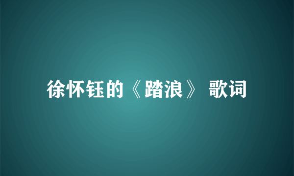 徐怀钰的《踏浪》 歌词