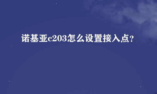 诺基亚c203怎么设置接入点？