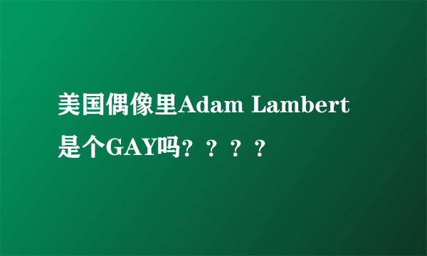 美国偶像里Adam Lambert 是个GAY吗？？？？