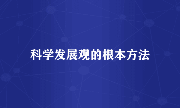 科学发展观的根本方法