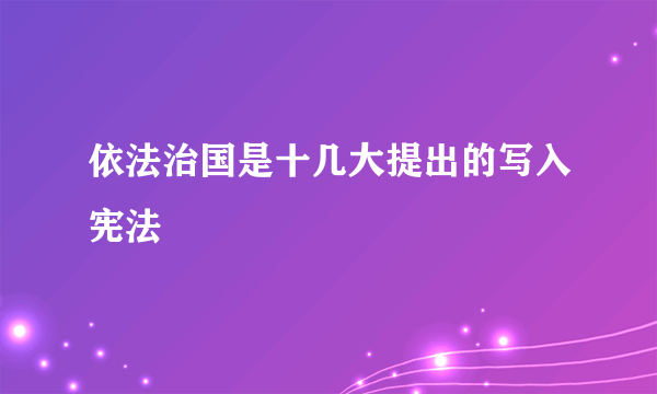 依法治国是十几大提出的写入宪法