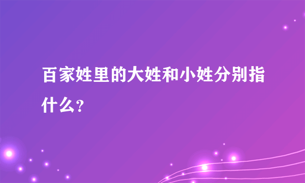 百家姓里的大姓和小姓分别指什么？