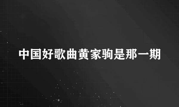 中国好歌曲黄家驹是那一期