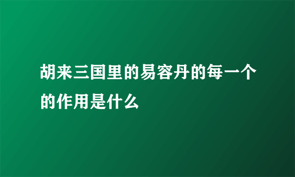 胡来三国里的易容丹的每一个的作用是什么