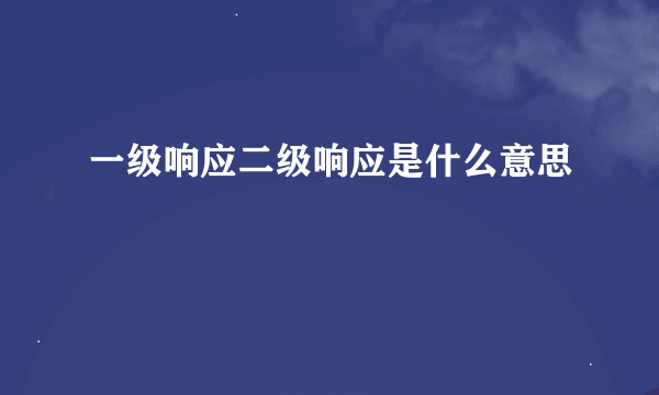 一级响应二级响应是什么意思