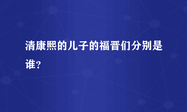 清康熙的儿子的福晋们分别是谁？