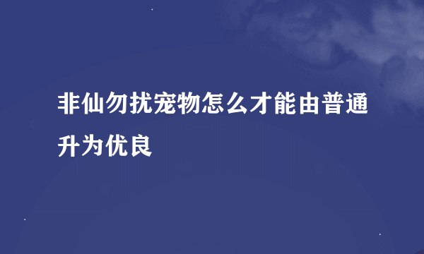 非仙勿扰宠物怎么才能由普通升为优良