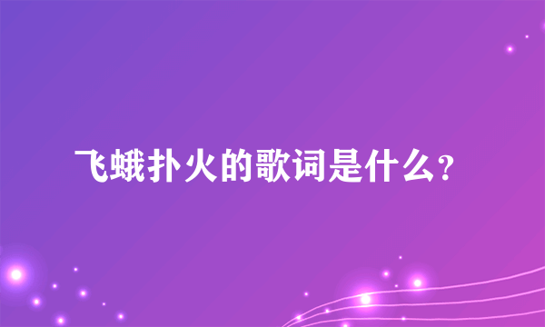 飞蛾扑火的歌词是什么？