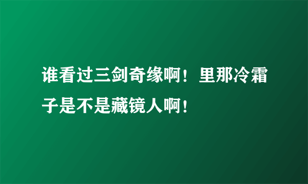 谁看过三剑奇缘啊！里那冷霜子是不是藏镜人啊！