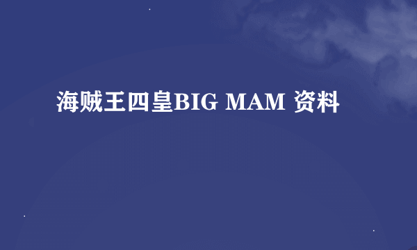 海贼王四皇BIG MAM 资料