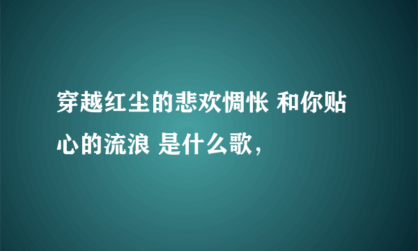 穿越红尘的悲欢惆怅 和你贴心的流浪 是什么歌，