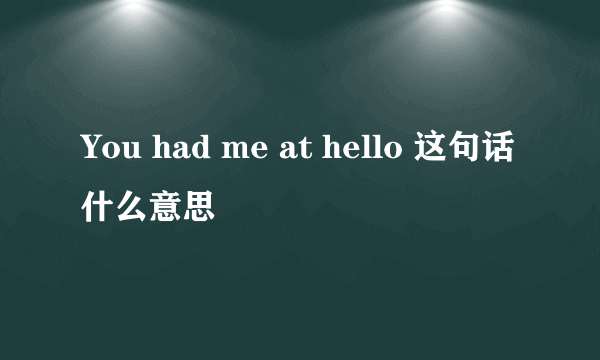 You had me at hello 这句话什么意思